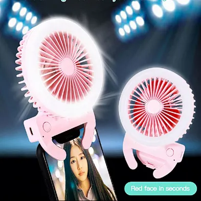 Selfie Ring Usb Led Light Fan With Electric Fan Beauty Selfie Led Flash Light Lamp Portable Mobile Phone