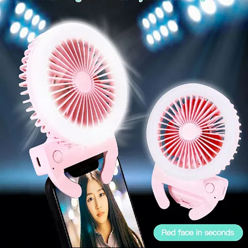 Selfie Ring Usb Led Light Fan With Electric Fan Beauty Selfie Led Flash Light Lamp Portable Mobile Phone