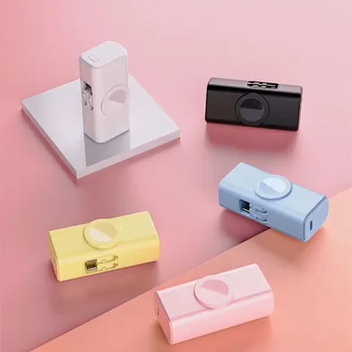 Newest 2 in 1 Built-in Rechargeable Watch Charging 2 Ports Capsule Plug-in Mini Powerbank