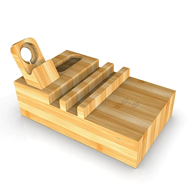2022 new multifunctional charging station bamboo wood belt multi port USB suitable for Smart Phone Watch CA224