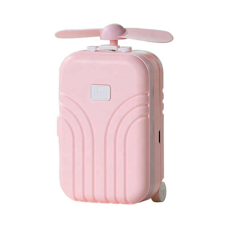 Led Luggage Mirror Ventilador Design Usb Charging Handheld Travel Case Portable Small Box Shape Beauty Cute Mini Fan