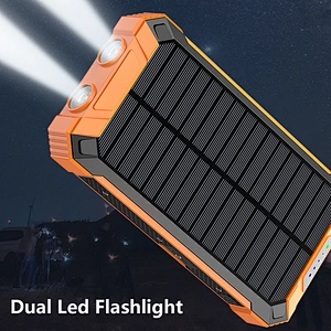 Solar Wireless 20000Mah Fast Charge Slim Charging Portable Outdoor High Quality Banks Qi With Cable Hot Selling Four Power Bank