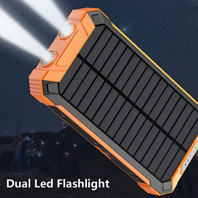 Solar Wireless 20000Mah Fast Charge Slim Charging Portable Outdoor High Quality Banks Qi With Cable Hot Selling Four Power Bank