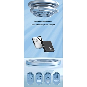 Portable Charger Built-In Mini Cable External Battery 2 Cables 10000Ma Powerbank Multifunction 100000Mah For Mobile Power Bank