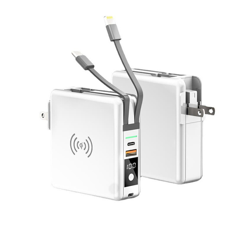 3 in 1 wireless power bank 10000m  slim built in cable 3 in 1 wireless power bank