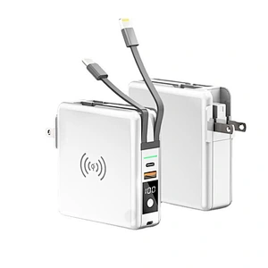 3 in 1 wireless power bank 10000m  slim built in cable 3 in 1 wireless power bank