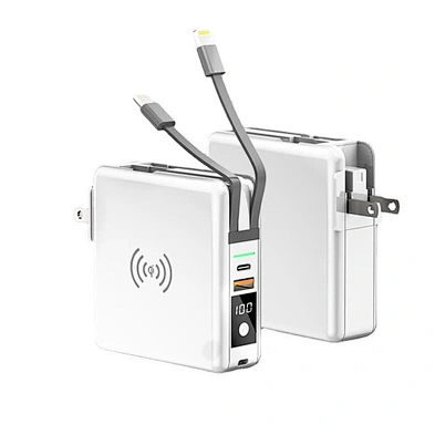 3 in 1 wireless power bank 10000m  slim built in cable 3 in 1 wireless power bank