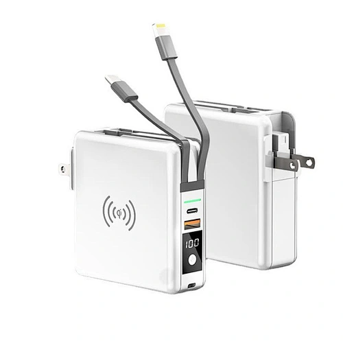 3 in 1 wireless power bank 10000m  slim built in cable 3 in 1 wireless power bank