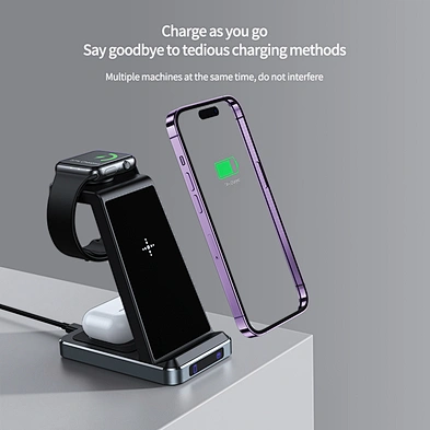 15W Fast Charging Qi Cell Phone Holder New Design 3 In 1 Multi-Function Desk Stand Wireless Charger