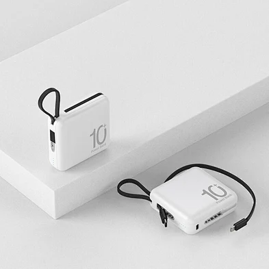 Portable Charger Built-In Mini Cable External Battery 2 Cables 10000Ma Powerbank Multifunction 100000Mah For Mobile Power Bank