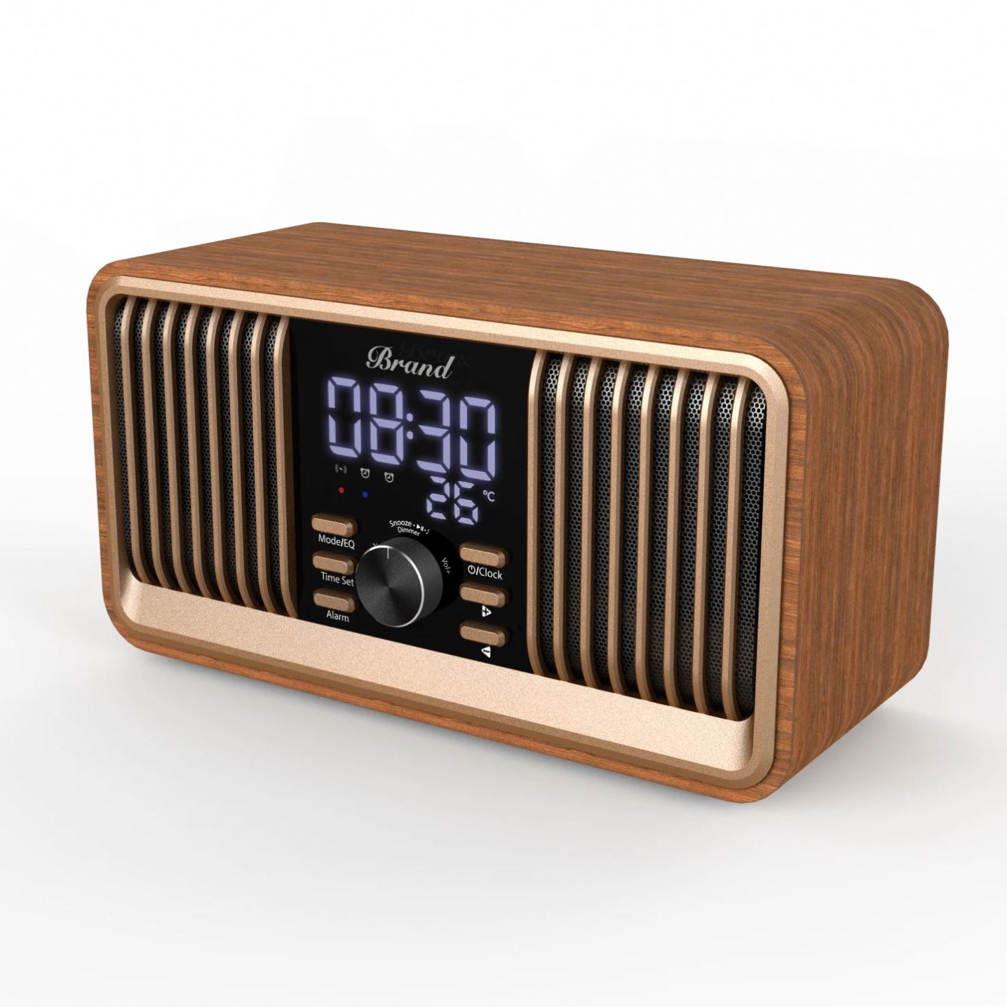 2024 new  wooden fm radio bt multifunctionspeaker dual speakers stereo sound speaker