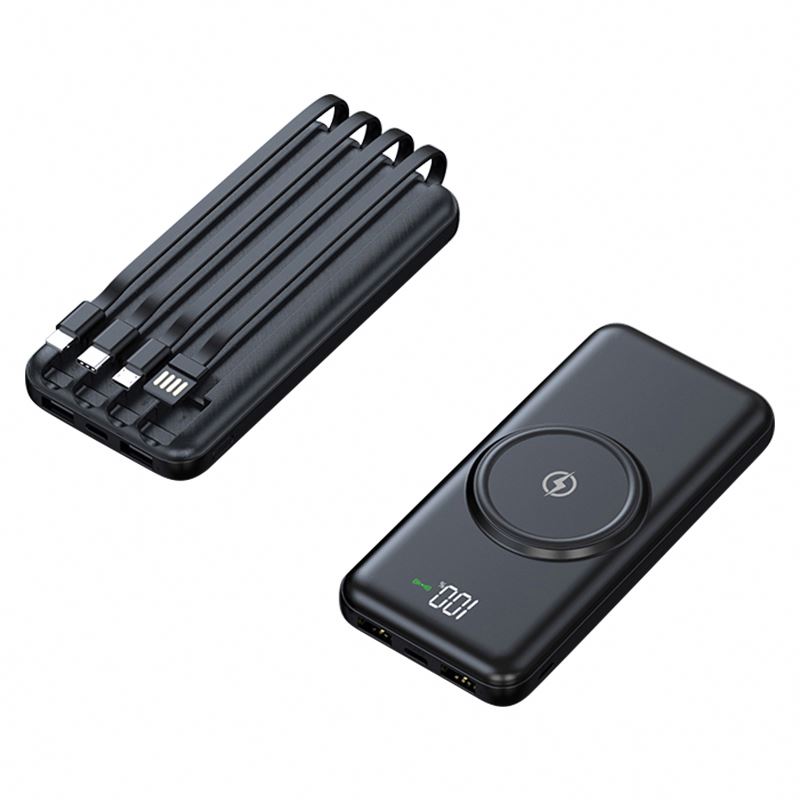 2024 hot sale multifunction power bank Build In Cable Built  for Iphone 10000Mah Charge Wireless Power Bank Charger