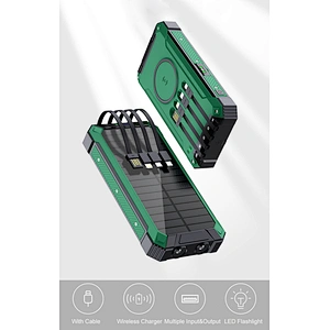 Solar Wireless 20000Mah Fast Charge Slim Charging Portable Outdoor High Quality Banks Qi With Cable Hot Selling Four Power Bank