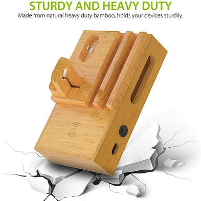 2022 new multifunctional charging station bamboo wood belt multi port USB suitable for Smart Phone Watch CA224