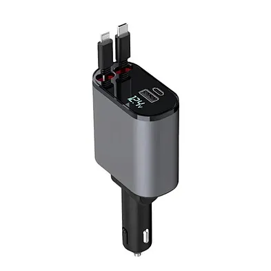 Fast Usb Retractable Charging Pd3.0 20W Usb2.4A Qc3.0 For Mobile Phone 120W 4 In 1 Type C Cable Charge Cord Car Charger Adapter