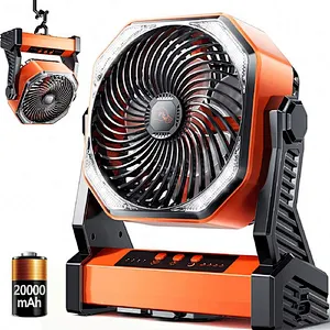 Camping LED Fan with Light, Outdoor Tent Fan with Light and Hook, Personal USB Desk Fan