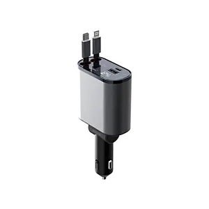 Fast Usb Retractable Charging Pd3.0 20W Usb2.4A Qc3.0 For Mobile Phone 120W 4 In 1 Type C Cable Charge Cord Car Charger Adapter