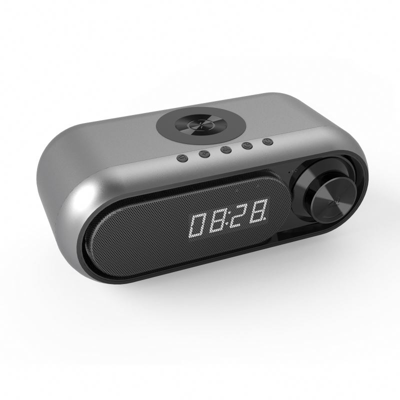 2024 wireless charger Phone Gift Alarm Clock With Wireless Charger And Speaker