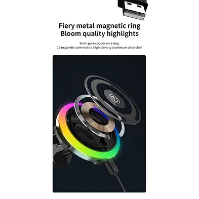 Magnetic For Iphone Magsafe Rgb Two-In-One  Car Wireless Charger