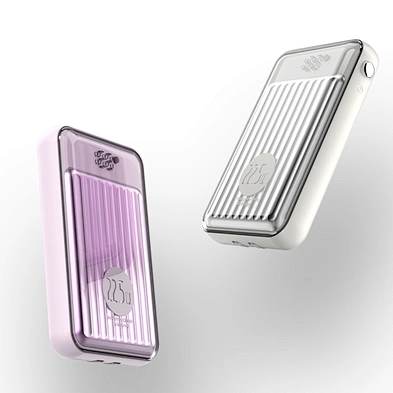 2024 transparent magnetic  power bank  Cable Build-In 10000Mah In Charge Power Bank Build Incable