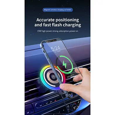 Magnetic For Iphone Magsafe Rgb Two-In-One  Car Wireless Charger