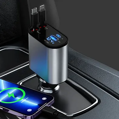 Fast Usb Retractable Charging Pd3.0 20W Usb2.4A Qc3.0 For Mobile Phone 120W 4 In 1 Type C Cable Charge Cord Car Charger Adapter