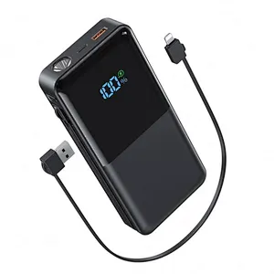Multifunction Cable 10000Mah Build Charge For Samsung Power Bank Wireless Charger Built In 4 Cables