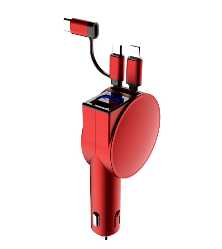 2024 new wireless Charger With Cable 4 In 1 Retractable Car Charger, Usb C Fast Charging portable car charger