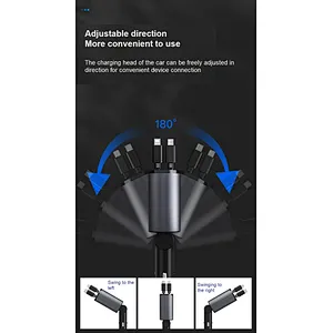 Fast Usb Retractable Charging Pd3.0 20W Usb2.4A Qc3.0 For Mobile Phone 120W 4 In 1 Type C Cable Charge Cord Car Charger Adapter