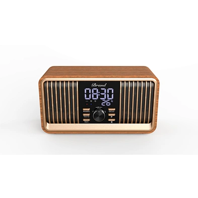2024 new  wooden fm radio bt multifunctionspeaker dual speakers stereo sound speaker