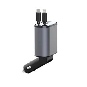 Fast Usb Retractable Charging Pd3.0 20W Usb2.4A Qc3.0 For Mobile Phone 120W 4 In 1 Type C Cable Charge Cord Car Charger Adapter