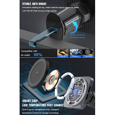 2024 new wireless charger Fast 15W Holder Charging Mag-Saf Magnetic Car Charger Wireless Phone Holder