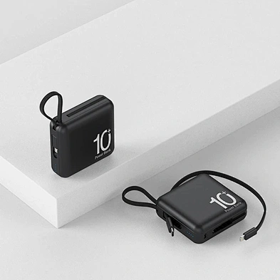 Portable Charger Built-In Mini Cable External Battery 2 Cables 10000Ma Powerbank Multifunction 100000Mah For Mobile Power Bank