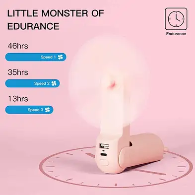 New Cute Foldable Lanyard Portable Pocket Fan With Battery Phone Power Bank Can Charge the Mobile Phone