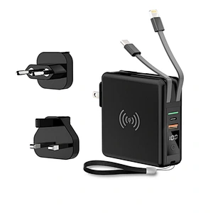3 in 1 wireless power bank 10000m  slim built in cable 3 in 1 wireless power bank