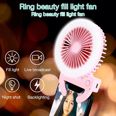 Selfie Ring Usb Led Light Fan With Electric Fan Beauty Selfie Led Flash Light Lamp Portable Mobile Phone