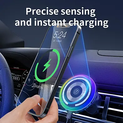 Magnetic For Iphone Magsafe Rgb Two-In-One  Car Wireless Charger