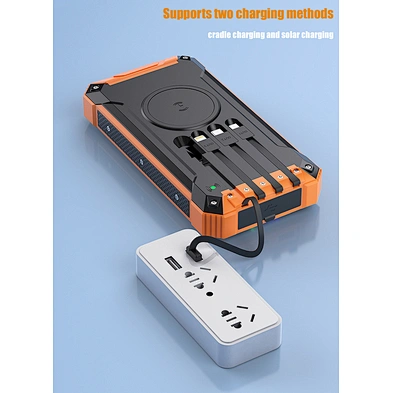 Solar Wireless 20000Mah Fast Charge Slim Charging Portable Outdoor High Quality Banks Qi With Cable Hot Selling Four Power Bank