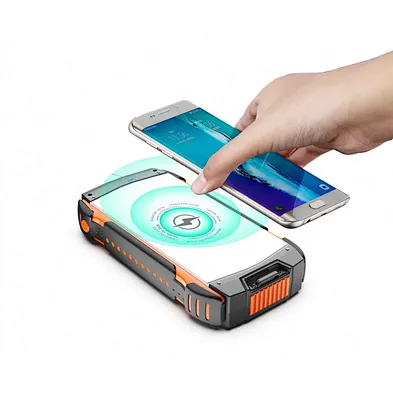 25000mah solar backpack charger wireless power bank with wireless charger