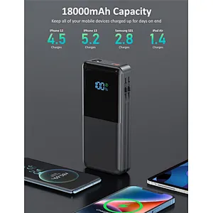 Multifunction Cable 10000Mah Build Charge For Samsung Power Bank Wireless Charger Built In 4 Cables