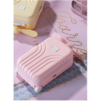 Led Luggage Mirror Ventilador Design Usb Charging Handheld Travel Case Portable Small Box Shape Beauty Cute Mini Fan