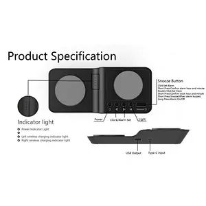 2024 Digital 3 In 1 For Samsung Led Night Light Wireless Charger With Alarm Clock Multifunctional Charger