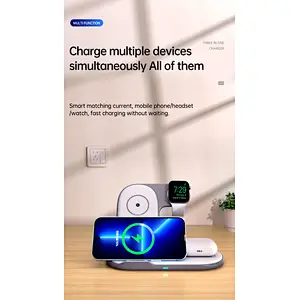 15W Fast Charging Portable 3 In 1 Magnetic Light Smart Wireless Charger with dual coil