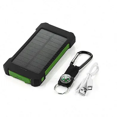 New Waterproof Solar Power Bank 10000mah Dual Usb Li-polymer  Battery Charger Travel Powerbank For All Phone