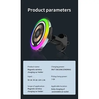 Magnetic For Iphone Magsafe Rgb Two-In-One  Car Wireless Charger