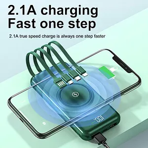 2024 hot sale multifunction power bank Build In Cable Built  for Iphone 10000Mah Charge Wireless Power Bank Charger