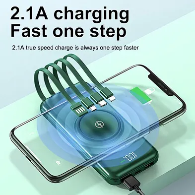 2024 hot sale multifunction power bank Build In Cable Built  for Iphone 10000Mah Charge Wireless Power Bank Charger