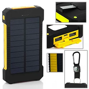 New Waterproof Solar Power Bank 10000mah Dual Usb Li-polymer  Battery Charger Travel Powerbank For All Phone
