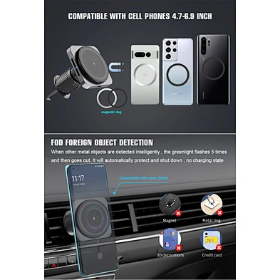 2024 new wireless charger Fast 15W Holder Charging Mag-Saf Magnetic Car Charger Wireless Phone Holder