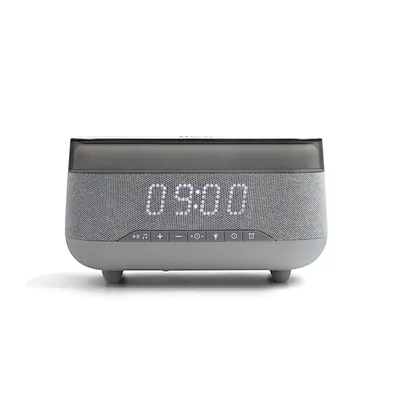 best seller qc 10W Qi Wireless Charger Portable Atmosphere Night Light Wireless Alarm Clock Blue tooth Speaker